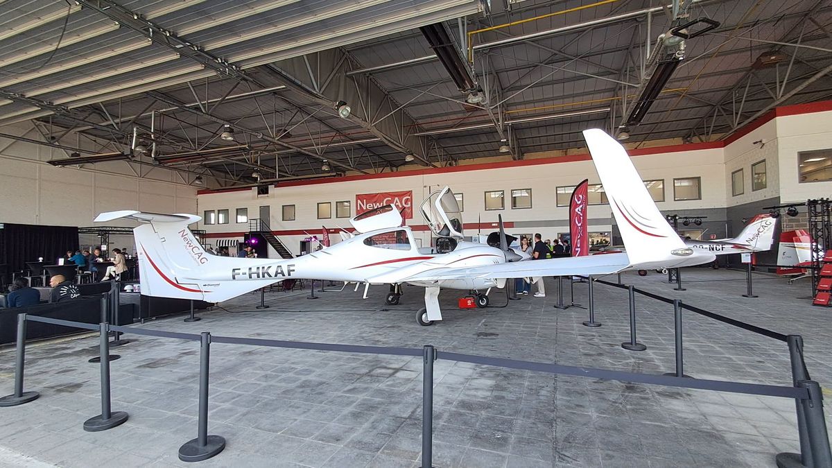 The school’s DA42 twin in the hangar
