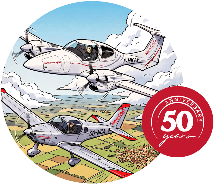50 years of Air Academy New CAG — a Diamond DA42 and a Sonaca 200 in flight